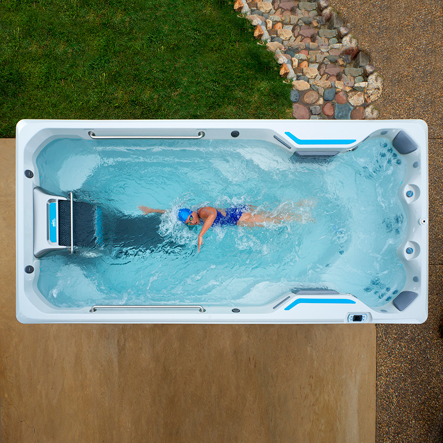 Overhead view of swimmer in Endless Pools swim Spa