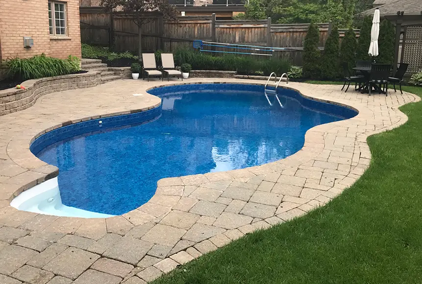A pool being inspected for vinyl liner leaks
