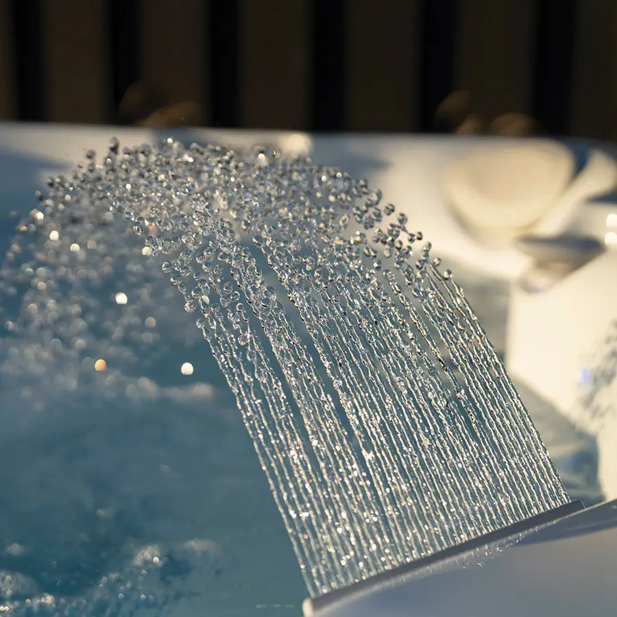 Close up view of water feature on Caldera Hot Tub