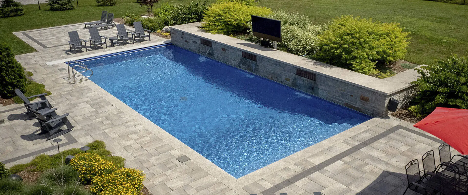Clear inground pool water