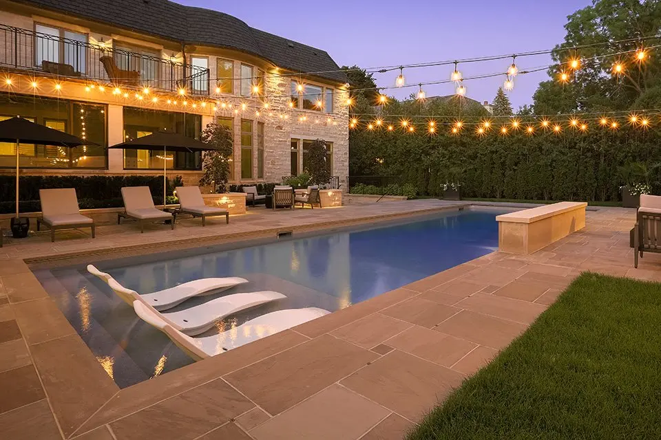 Rectangular pool with modern deck