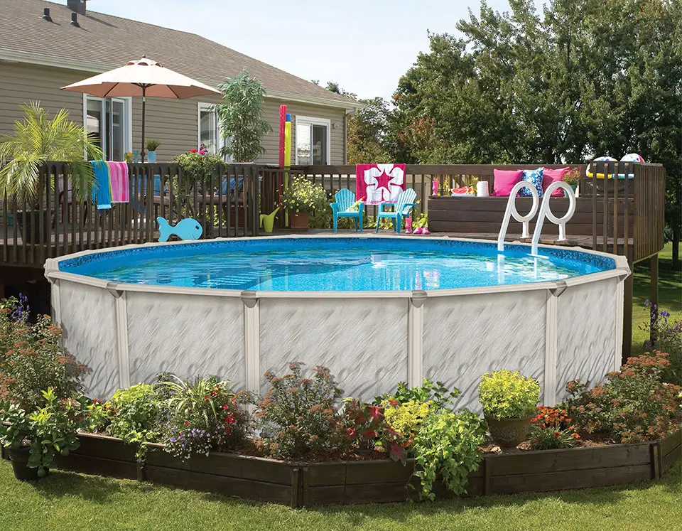 Freeform pool with landscaping