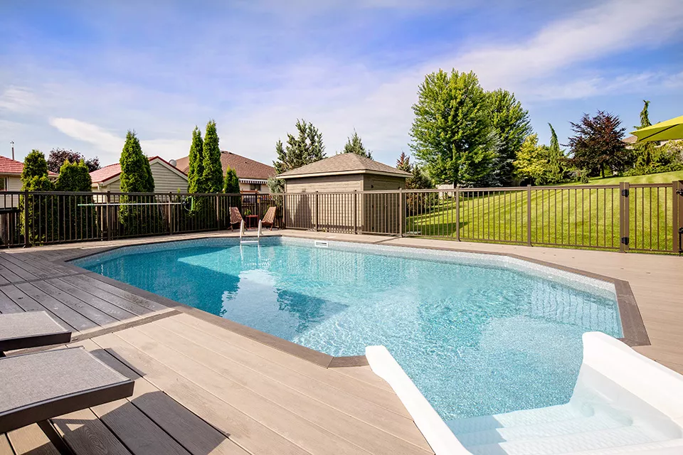 Rectangular pool with modern deck