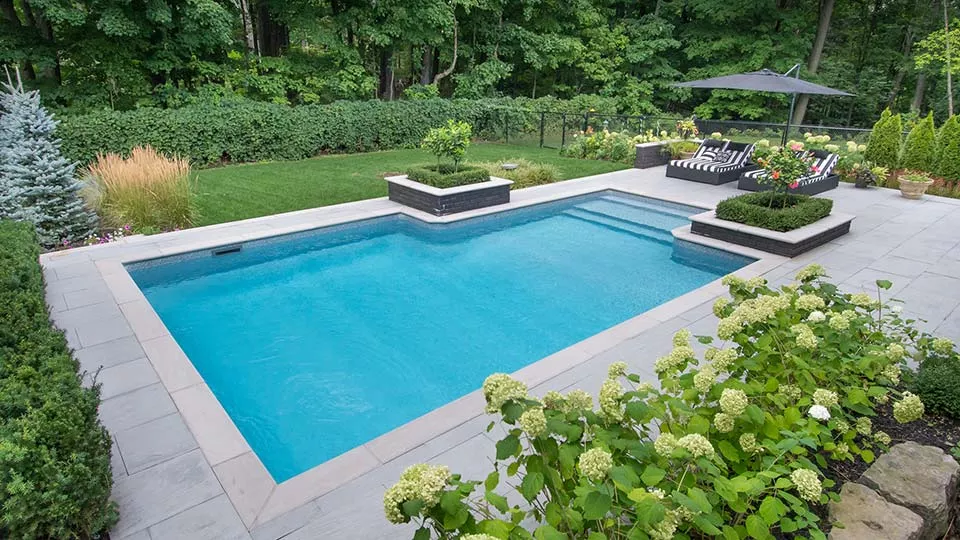 Rectangular pool with modern deck
