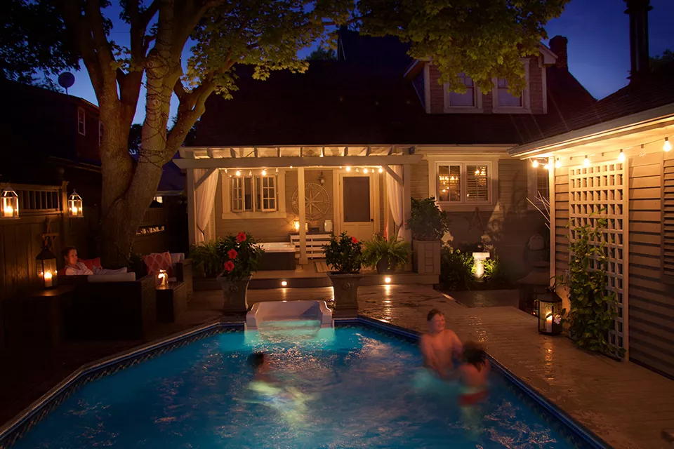 Lighting with an onground pool