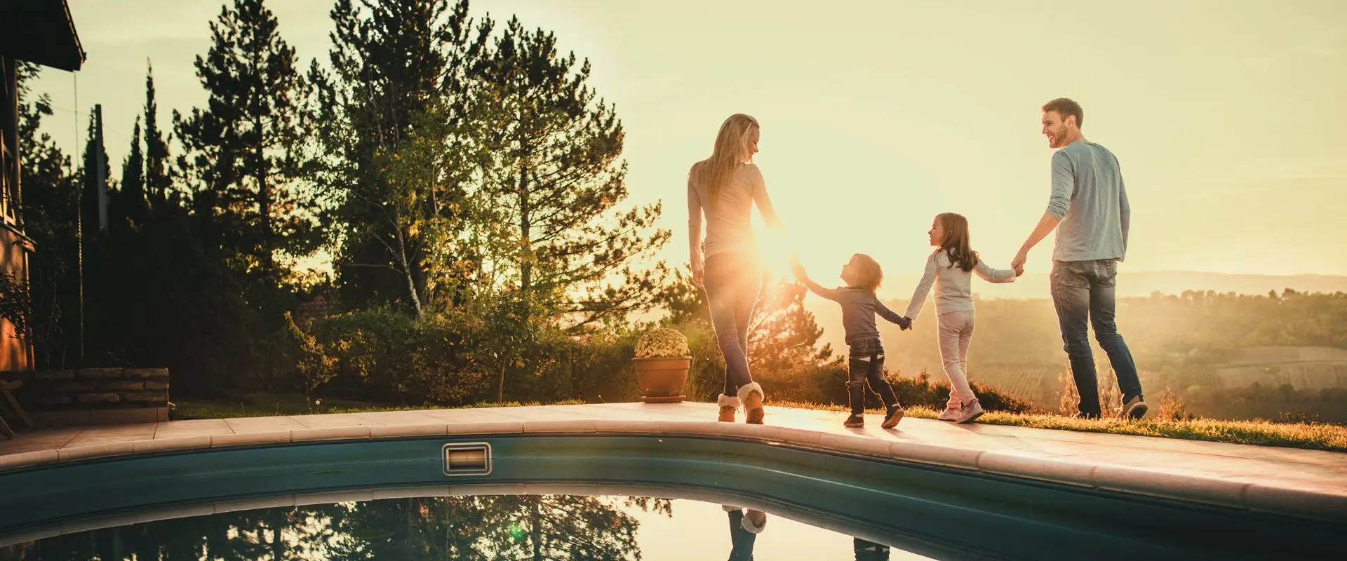 A clean backyard swimming pool ready for the winter
