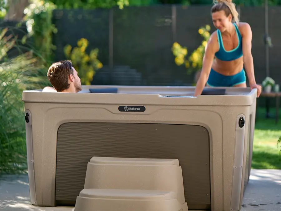 Plug and play hot tub — easy indoor or outdoor setup