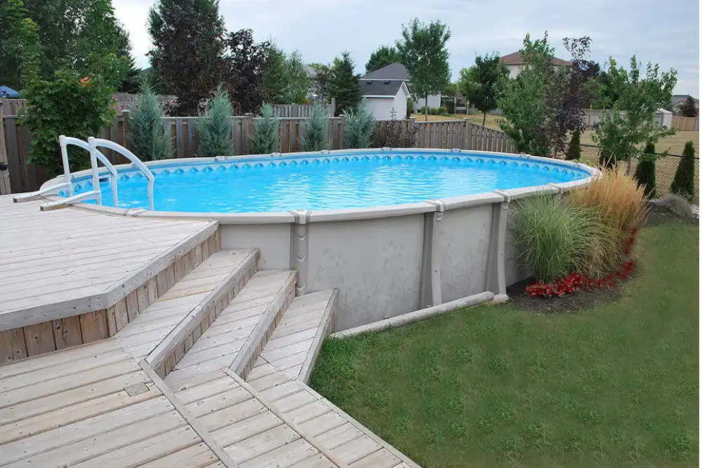 Large inground pool with stone surround