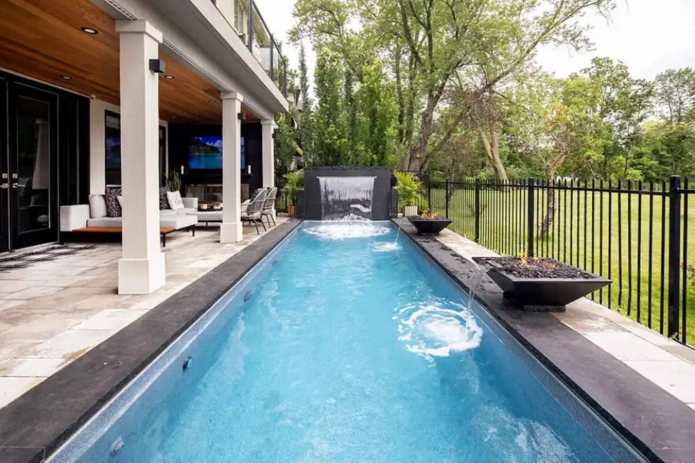 Freeform pool with landscaping