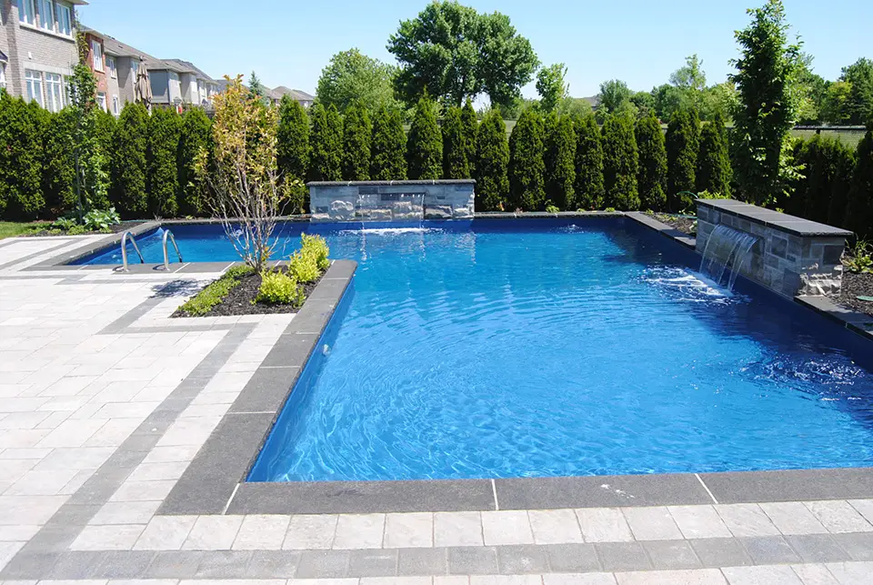 Inground Pool with firebowls