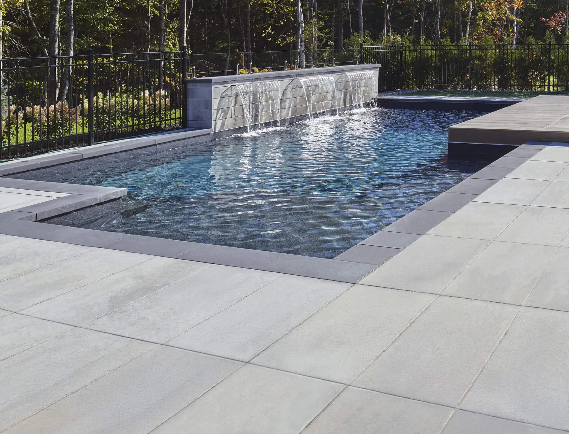 Inground Pool with firebowls