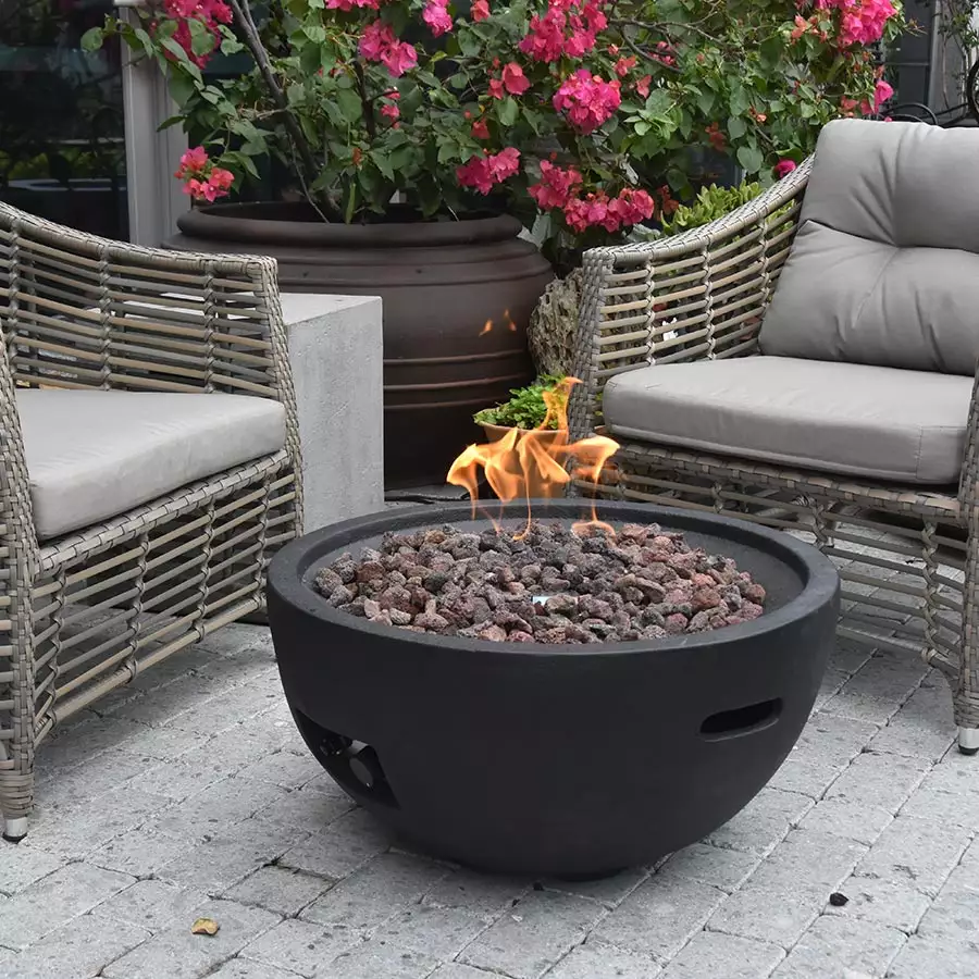 Inground Pool with firebowls