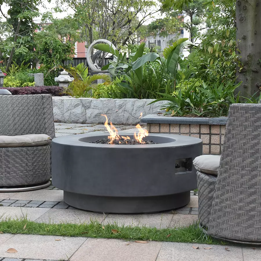 Inground Pool with firebowls