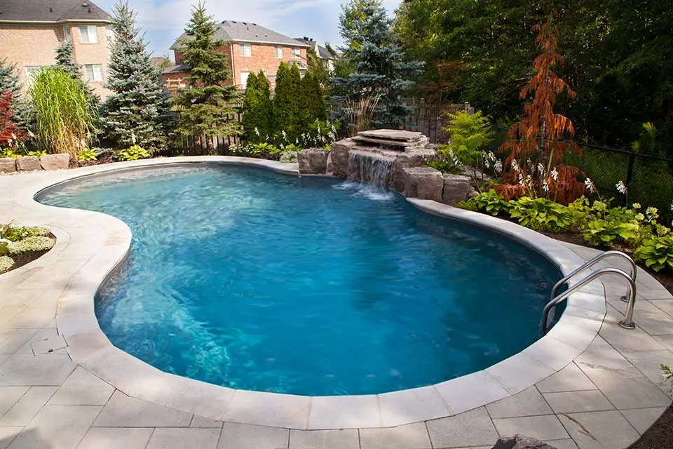 Inground Pool with firebowls