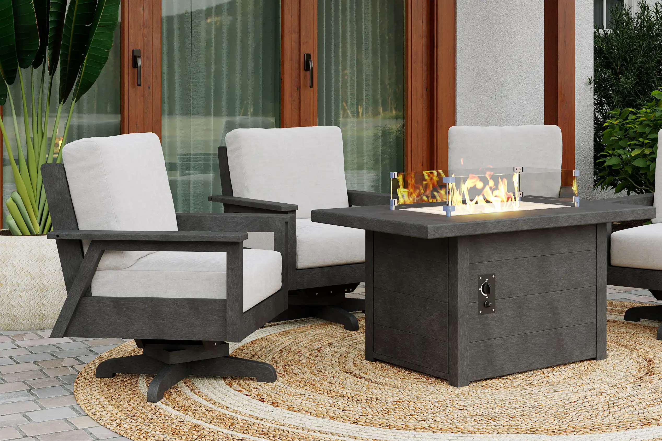 Fire tables and cushions