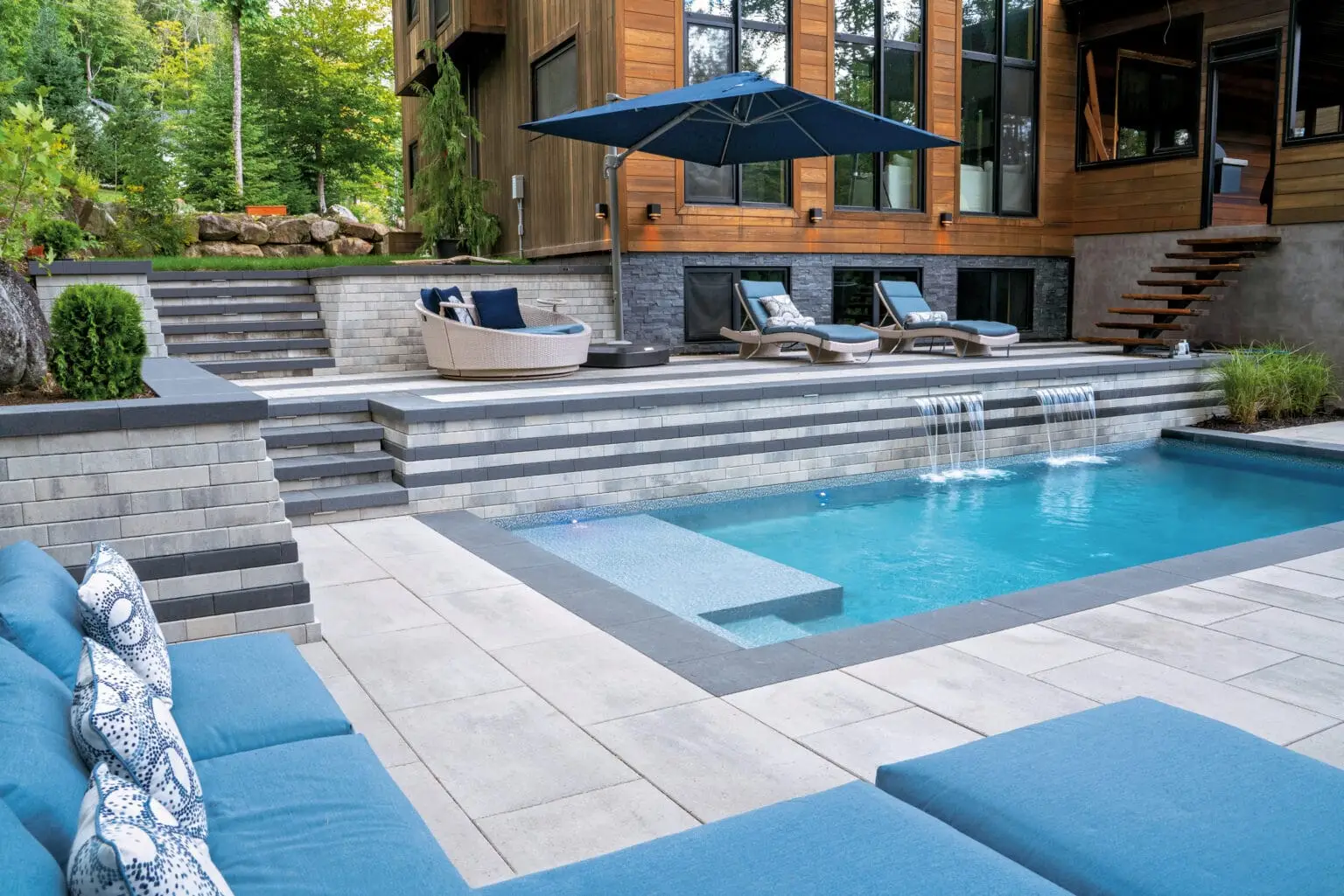 Permacon surface around a pool and spa